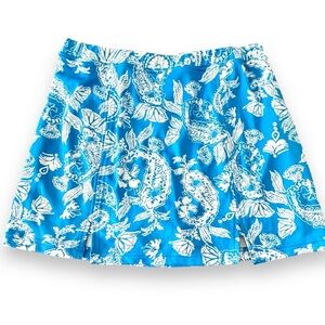 Bessie Cai blue and white printed poly/spandex skort w/attached shorts Size L